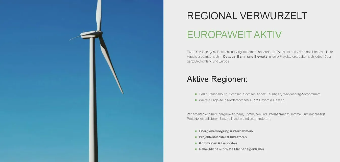 Call-to-Action-Bereich auf der Website von ENACOM