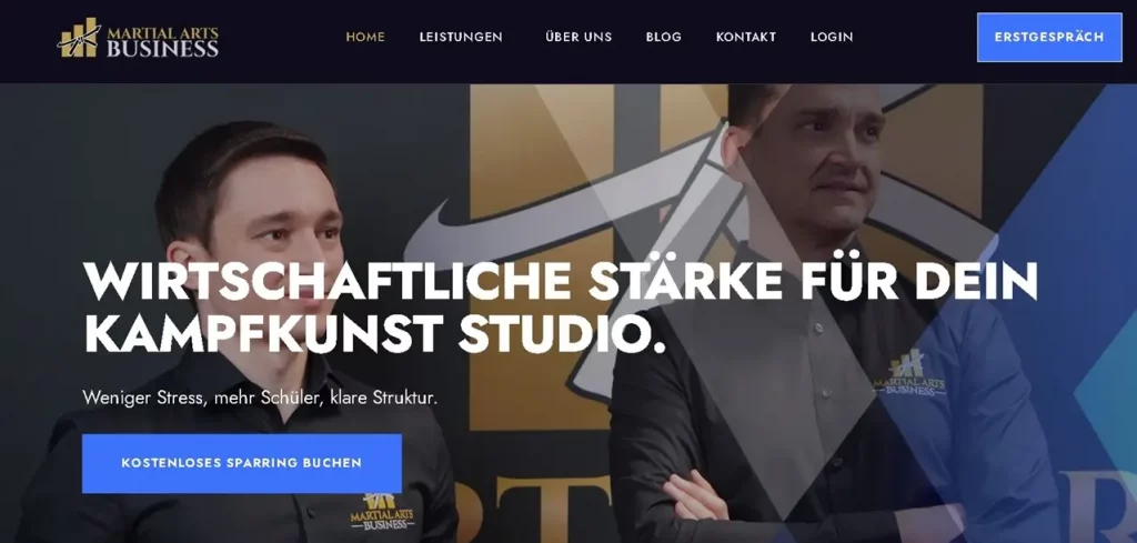 Kampfkunst-Unternehmenswebseite