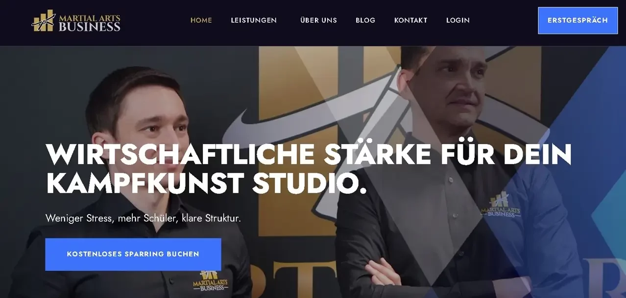 Kampfkunst-Unternehmenswebseite