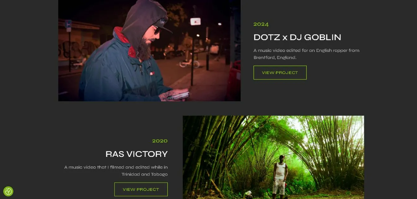 Projektübersicht auf der Portfolio-Seite von Smith Video Production