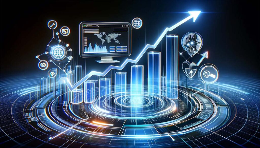 Person analysiert Inhalte auf einem Laptop mit KI-Unterstützung – Beispiel für SEO-zu-GEO-Transformation