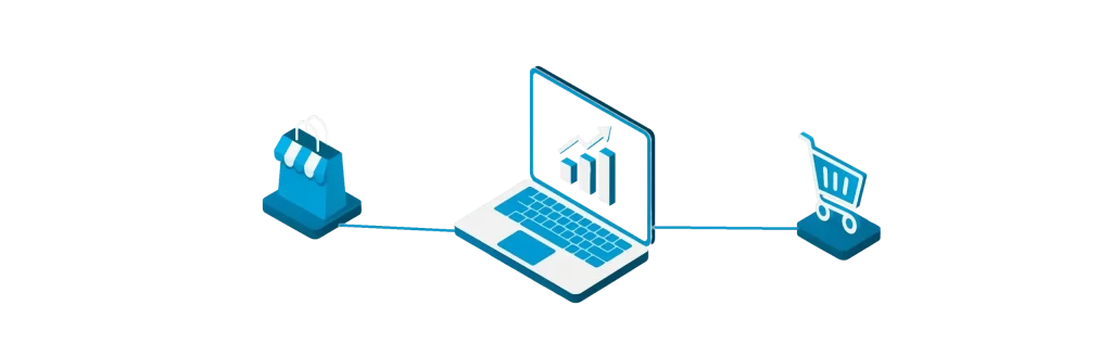Illustration von AkiBytes umfassenden digitalen Lösungen mit Symbolen für Webdesign, KI-Automatisierung und SEO-Optimierung zur Steigerung des Unternehmenswachstums