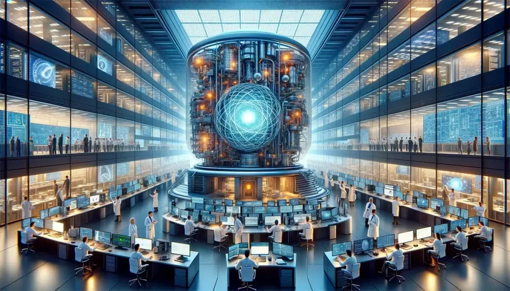 Ein futuristisches Szenario in dem IBM und Google jeweils einen-Quantencomputer mit 1 Million Qubits entwickelt haben