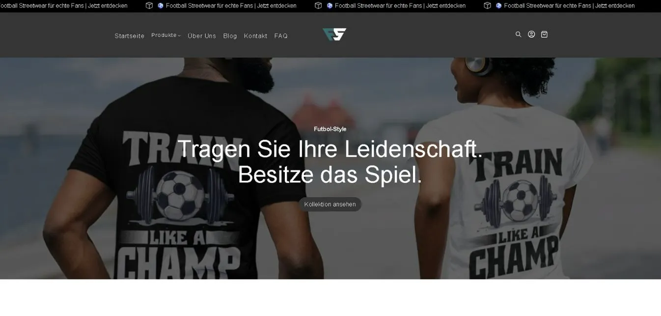 Startseite des Online-Shops von Futbol-Style