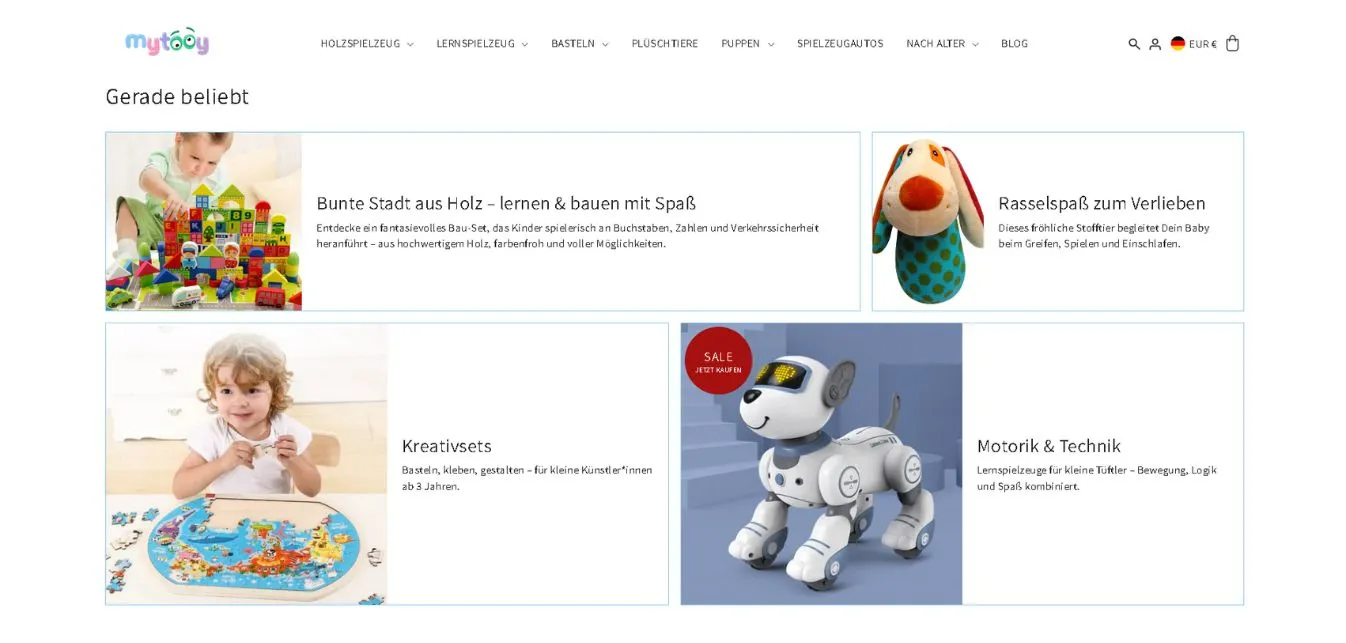 Call-to-Action-Bereich auf der Online Shop von MyTooy