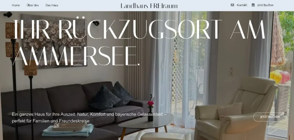 Webdesign und Entwicklung einer modernen Website für ein Ferienhaus am Ammersee