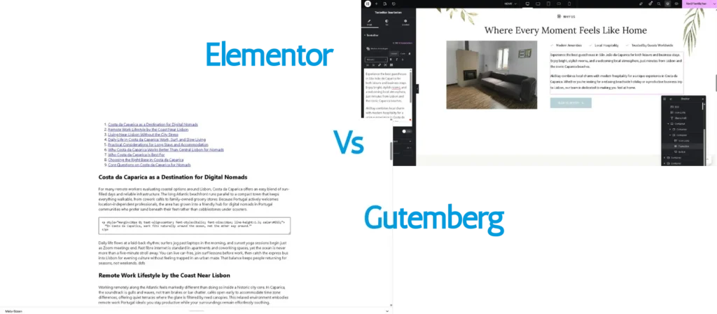 wordpress website erstellen – Vergleich zwischen Elementor Page Builder und Gutenberg Editor in WordPress