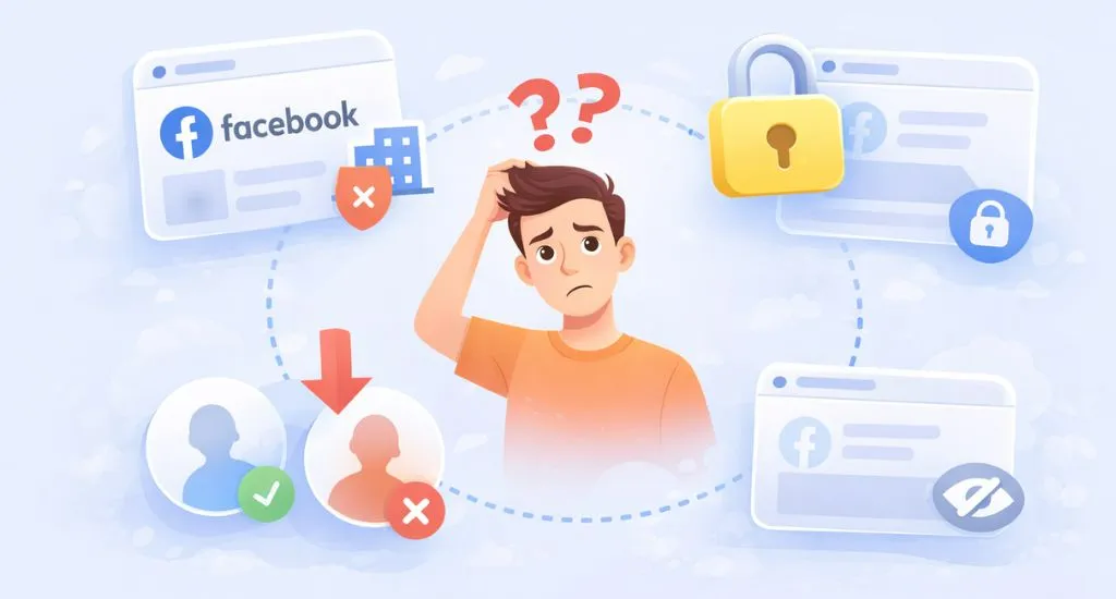 Illustration zu häufigen Fehlern beim Hinzufügen einer Facebook-Seite im Meta Business Manager